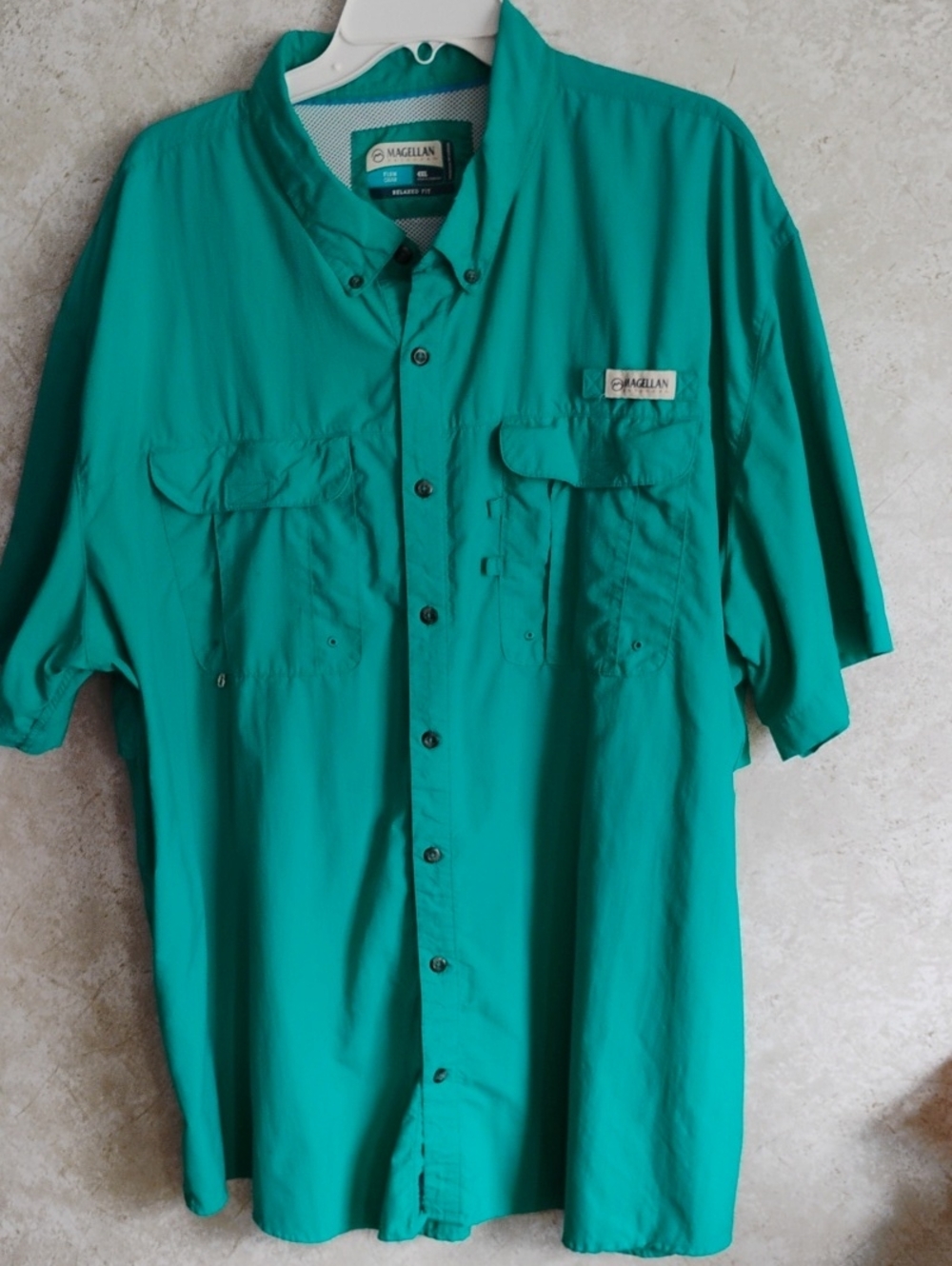 Magellan Outdoors Teal Green Short-Sleeve Button-Down Shirt, Fishing Gear